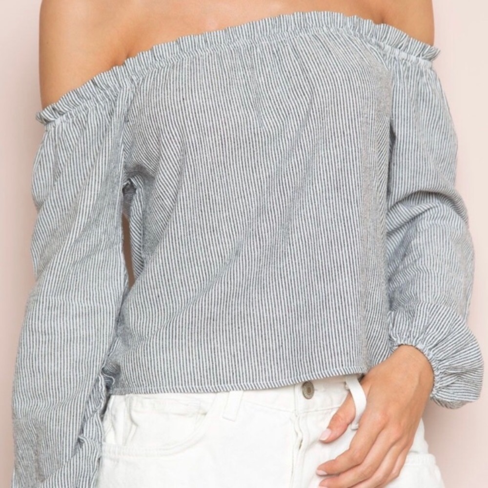 Brandy Melville Theia Striped Off The Shoulder Top